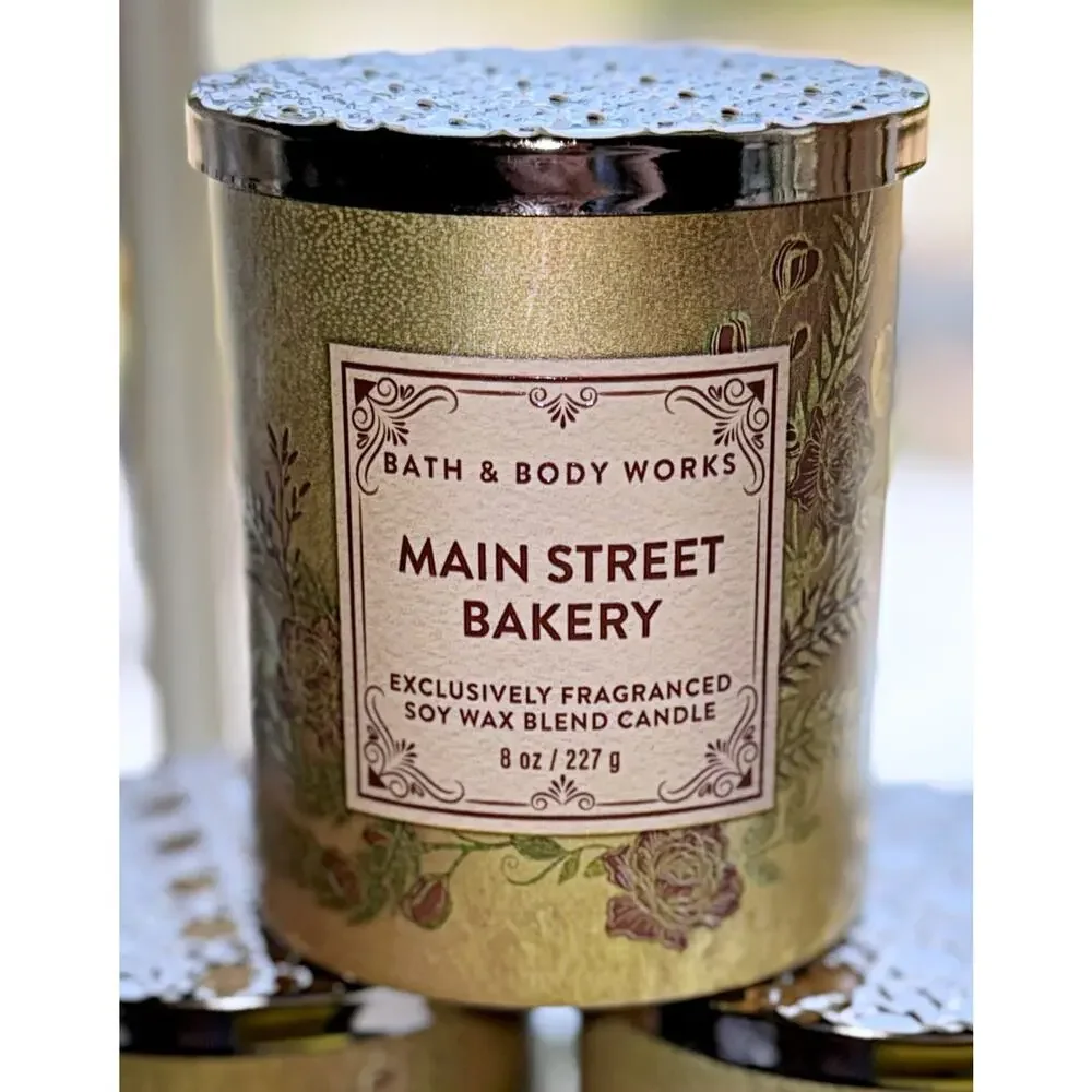 Lot of 3 Bath & Body Works Main Street Bakery Single Wick Candle Decorative Lids